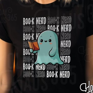 Halloween Book Nerd Shirt, Ghost Book Tee, Gift for Librarian T-Shirt, Reading Shirt for Book Lovers, Bookworm Gift, Halloween Teacher Shirt