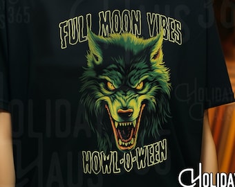 Werewolf Full Moon Vibes Halloween Shirt, Retro Werewolf Shirt, Vintage Graphic Tee, Gift for Werewolf fan, Wolf Man Tee, Werewolf Apparel