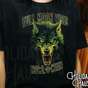Werewolf Full Moon Vibes Halloween Shirt, Retro Werewolf Shirt, Vintage Graphic Tee, Gift for Werewolf fan, Wolf Man Tee, Werewolf Apparel