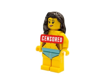Naked Style Minifigure – Custom Designed Yellow Brick Character – Funny L*GO® Compatible Gift – Female Figure