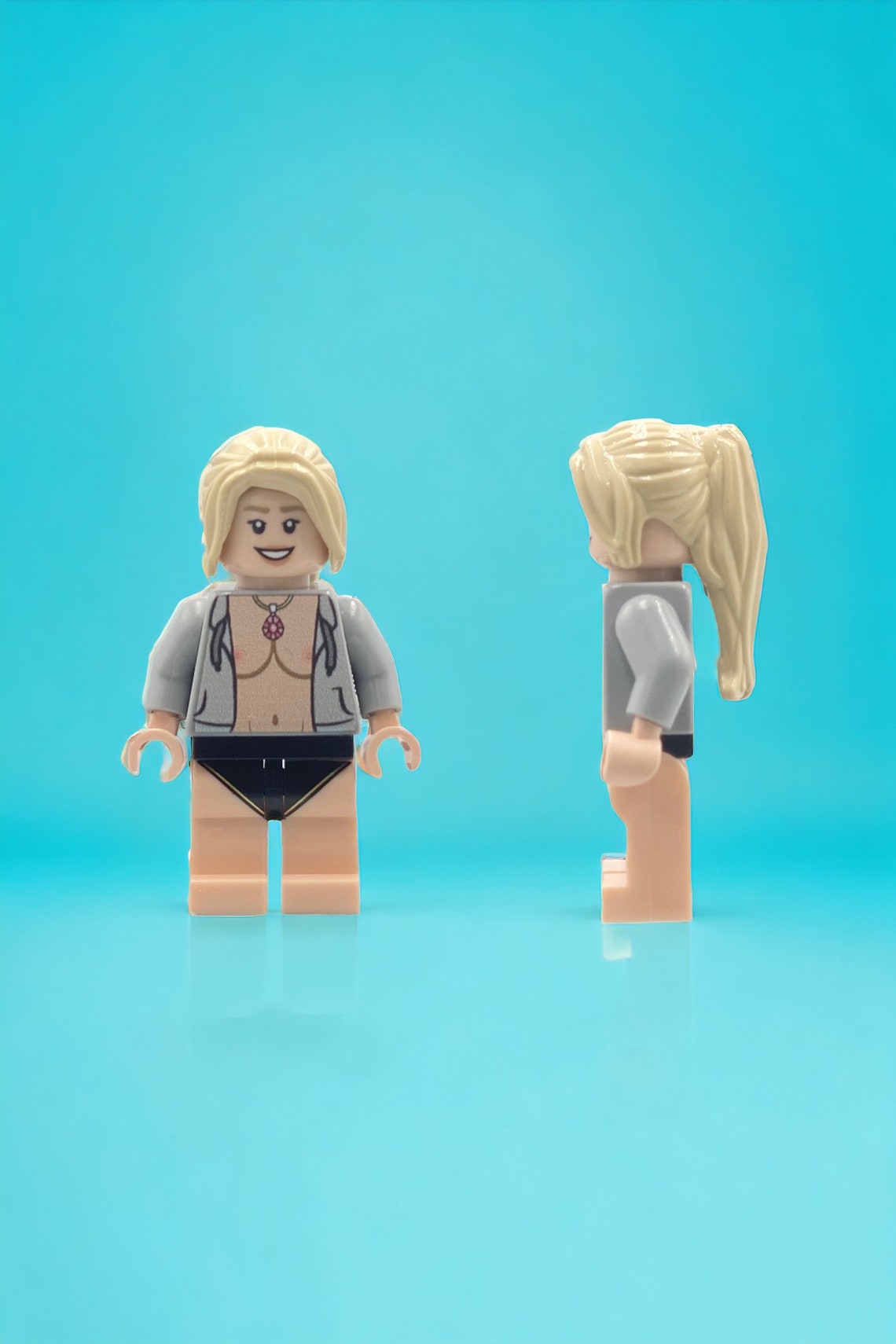 Naked Minifigures With Breasts Custom Design Printed on LEGO Parts Open