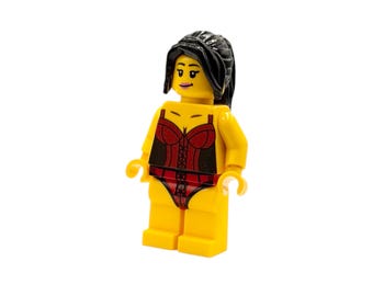 Sexy building block figure in a black corset, yellow, unique design, fun gift, not suitable for minors, mini figure
