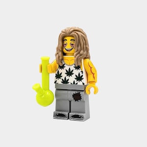 420 Stoner Figure with Bong, Weed Collectible, Cannabis Decor, Stoner Gift, Individually Printed on Branded Building Blocks