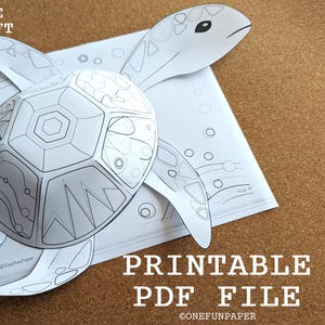 Colorful Turtle Paper Craft Template:  Cut and Paste Animal Activity (Printable PDF)