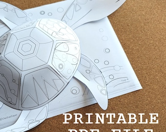 Colorful Turtle Paper Craft Template:  Cut and Paste Animal Activity for Kids (Printable PDF)