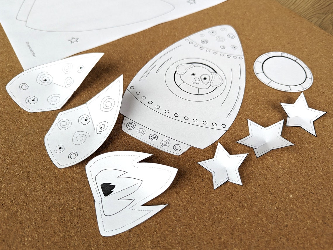 3D Rocket Easy Paper Craft for Kids: Space Cut & Paste Activity ...