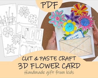 3D Flower Bouquet Card Craft for Kids: Printable Mother’s Day & Teacher Gift (Printable PDF)
