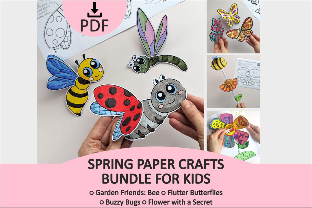 Spring Paper Character Craft Spring Paper Crafts Bundle for Kids – 4 Easy Spring Activities ...