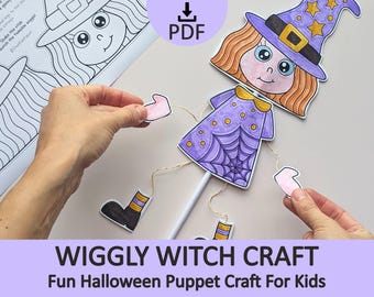 Moving Witch Craft for Kids: Easy Halloween Paper Cut and Paste Activity (Printable PDF)