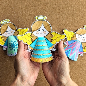 3D Christmas Angel Paper Craft: Easy Kids Holiday Activity (printable ...