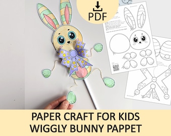 Bunny Puppet Paper Craft for Kids | Easter / Spring Cut and Paste Activity (Printable PDF)