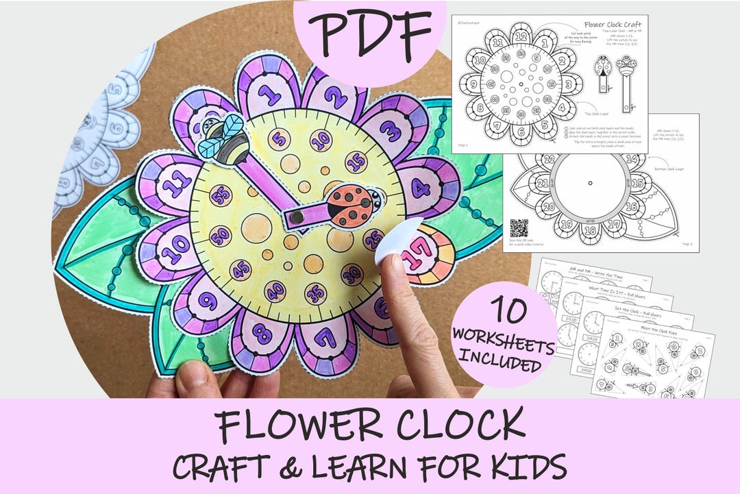 Flower Clock Paper Craft for Kids: Learn to Tell Time (printable ...