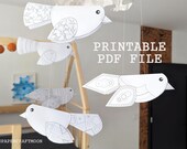 DIY Paper Bird Mobile: Printable Craft Kit for Kids (Digital Download)