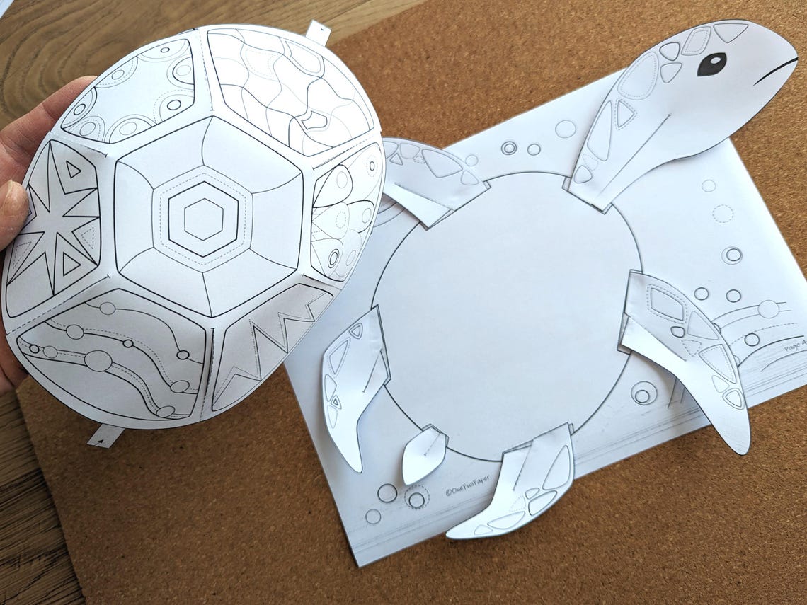 Colorful Turtle Paper Craft Template: Cut and Paste Animal Activity for ...