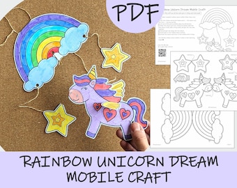 Rainbow Unicorn Dream Mobile Craft: Easy DIY Paper Activity For Kids (Printable Template)