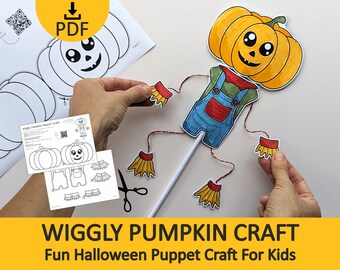 Halloween Pumpkin Paper Craft for Kids, Interactive Fall Jack-o'-lantern Preschool Activity (Printable PDF)