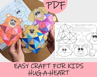 Hug-a-Heart Paper Craft: Easy One-Page Valentine Activity for Kids (Printable PDF)
