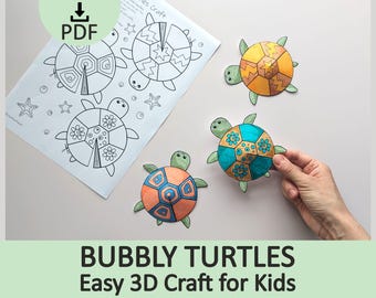 Turtle Craft for Kids: Easy 3D Paper Activity (Printable Template), Preschool Classroom Craft