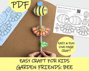 Bee and Flower Paper Craft: Easy One-Page Spring Activity for Kids (Printable PDF)