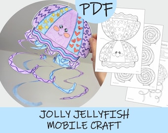 3D Jolly Jellyfish Mobile Craft: Ocean Paper Activity for Kids (Printable PDF Template)