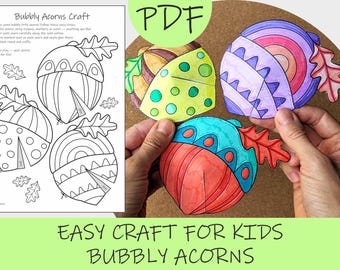 Bubbly Acorns Paper Craft: Fall DIY Decoration Activity For Kids (PDF Download)