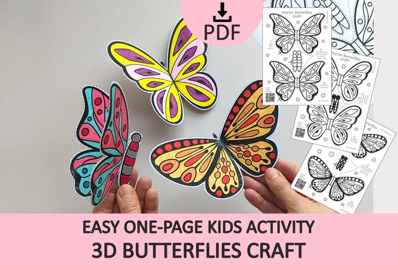3D Butterfly Paper Craft for Kids | Easy Spring Activity | Hanging ...