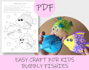 Bubbly Fish Easy Paper Craft: One-page Printable for Kids | Cut and Paste (PDF Template)