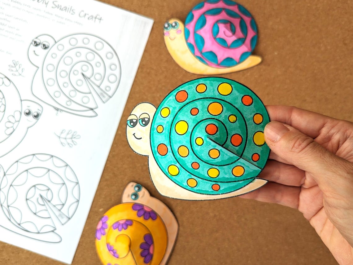 Bubbly Snails Craft: Easy 3D Paper Activity for Kids (printable PDF) - Etsy