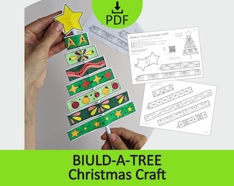 3D Christmas Tree Paper Craft for Kids, Printable Holiday Activity (Printable PDF)