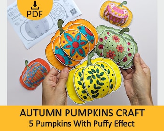 3D Pumpkin Craft for Kids, Autumn Paper Activity, Fall Pumpkin Garland (Printable PDF)