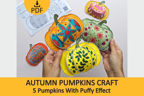 3D Pumpkin Craft for Kids, Autumn Paper Activity, Fall Pumpkin Garland (Printable PDF)