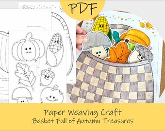 Fall Basket Paper Weaving Craft: Autumn Cut & Paste Activity (Printable PDF)