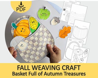 Fall Basket Paper Weaving Craft: Autumn Cut & Paste Activity (Printable PDF)