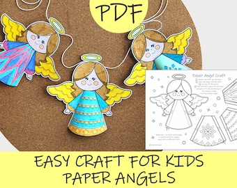 3D Christmas Angel Paper Craft: Easy Kids Holiday Activity (Printable PDF)