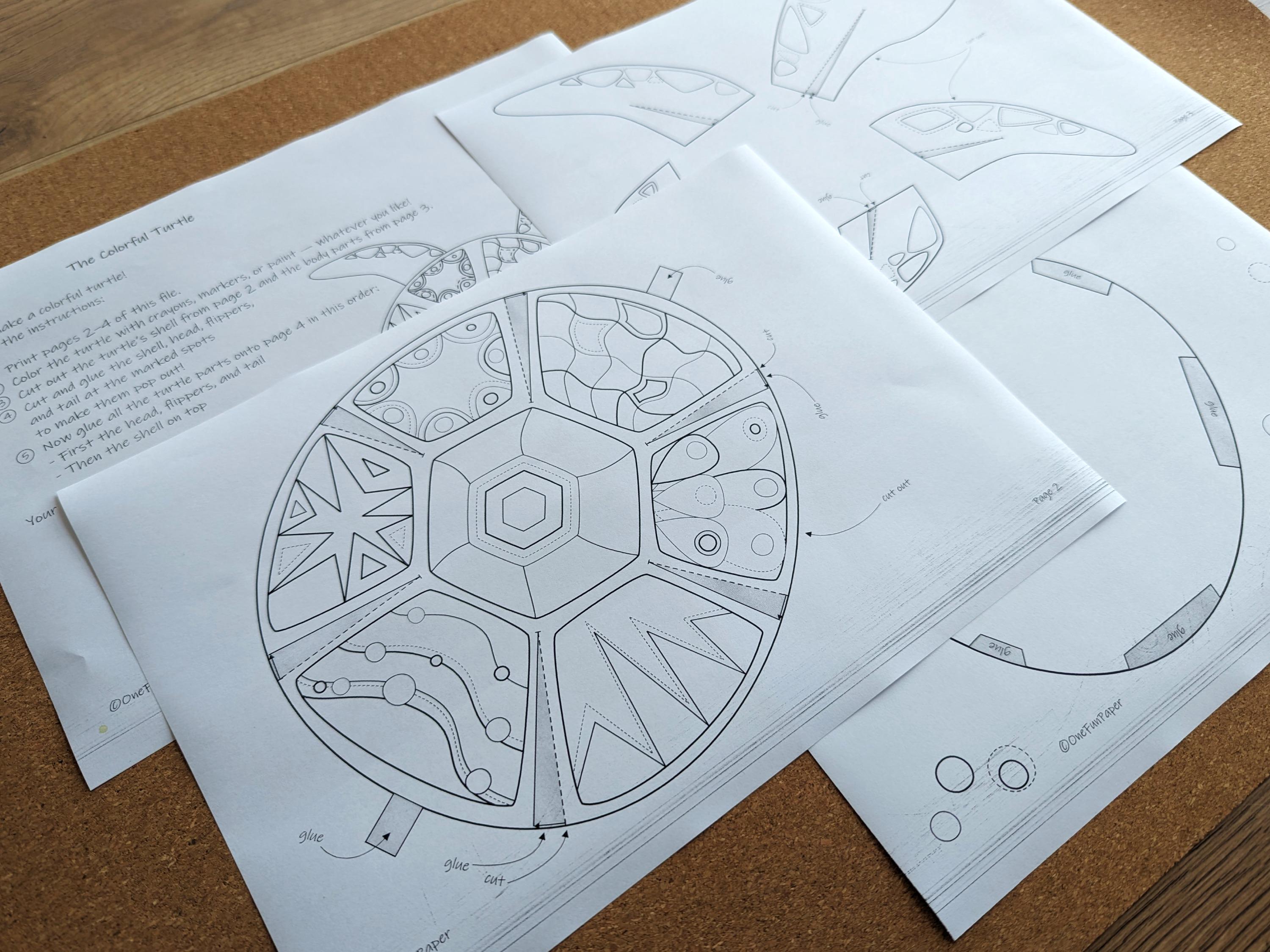 Colorful Turtle Paper Craft Template: Cut and Paste Animal Activity for ...