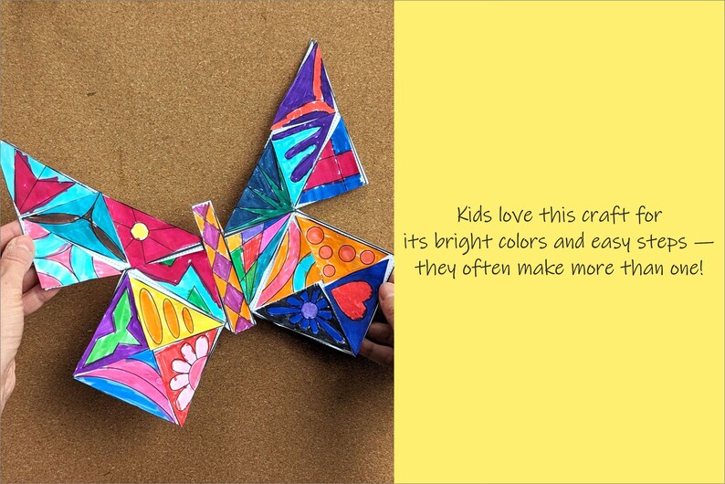 Patchwork Butterfly Craft Template. Spring Paper Cut & Paste Activity for Kids (Printable PDF) image 4