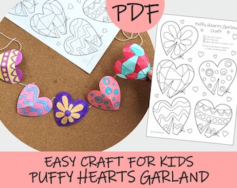 3D Paper Hearts Garland Craft – Easy Valentine’s Day Activity for Kids (Printable Template)