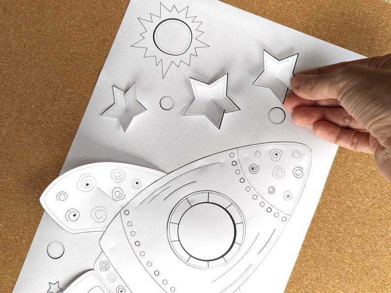 3D Rocket Easy Paper Craft for Kids: Space Cut & Paste Activity ...
