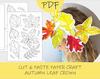 Printable Autumn Leaf Crown Craft: Kids Fall Paper Activity (PDF Download)