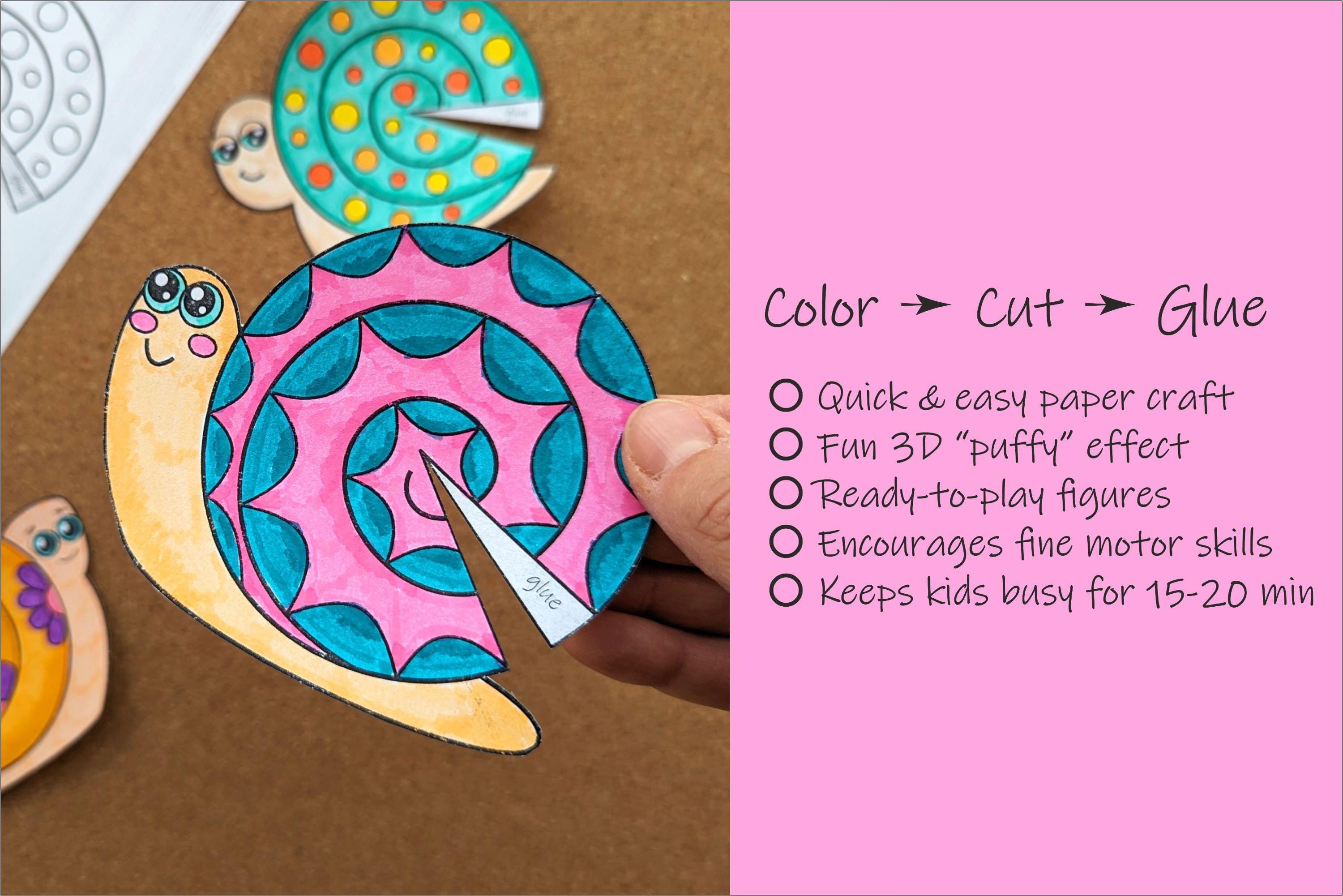 Bubbly Snails Craft: Easy 3D Paper Activity for Kids (printable PDF) - Etsy