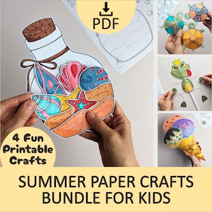 Sommarpysselpaket med papper för barn – 4 roliga och enkla utskrivbara aktiviteter (PDF-mall)