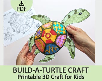 Build-a-Turtle Craft for Kids | 3D Paper Turtle | Cut and Paste Ocean Activity (Printable PDF)