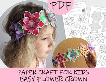 3D Paper Flower Crown Craft: Spring Printable Headband (PDF Template)