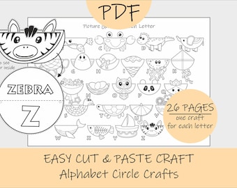 Printable Alphabet Circle Crafts: 26 A–Z Paper Letter Crafts for Kids, ABC Banner PDF