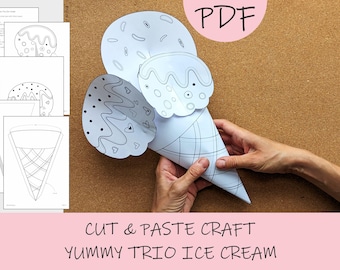Printable Ice Cream Craft: 3D Paper Cone Activity (PDF Download)