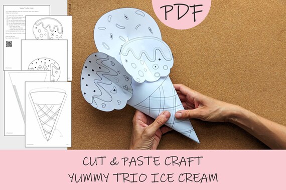 Printable Ice Cream Craft: 3D Paper Cone Activity (PDF Download)