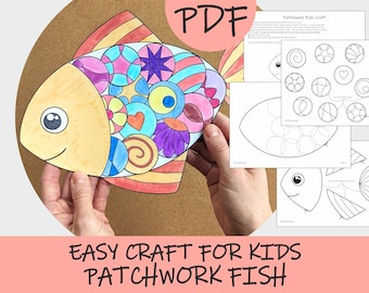 Patchwork Fish Paper Craft: Easy Color Cut Glue Activity for Kids (Printable Template)