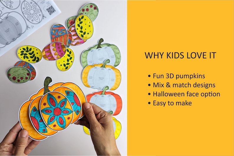 3D Pumpkin Craft for Kids, Autumn Paper Activity, Fall Pumpkin Garland ...