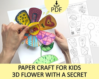 3D Paper Flower Craft for Kids: Easy Spring Cut & Paste Activity (Printable PDF)