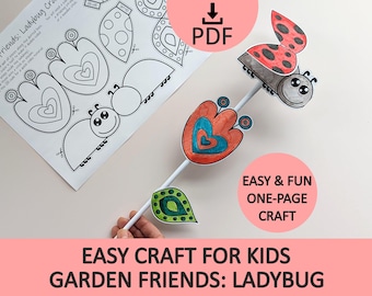 3D Ladybug and Flower Paper Craft: Easy One-Page Spring Activity for Kids (Printable PDF)